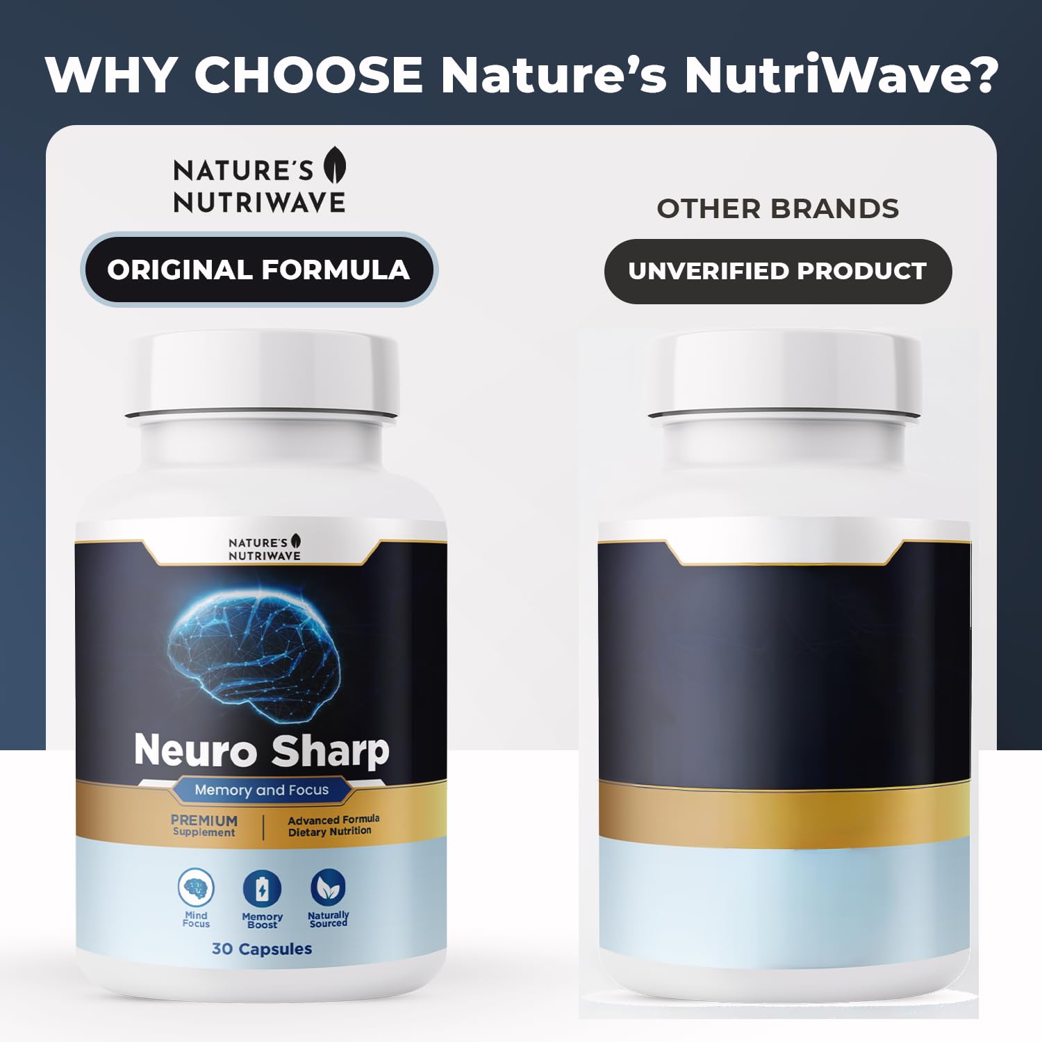 Nature’s NutriWave etiqueta de Neuro Sharp con lista de ingredientes para confianza