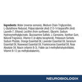 Neurobiologix etiqueta con lista de ingredientes clave y beneficios