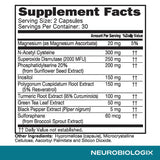 Neurobiologix mezcla de cúrcuma, té verde y resveratrol como vista de ingredientes