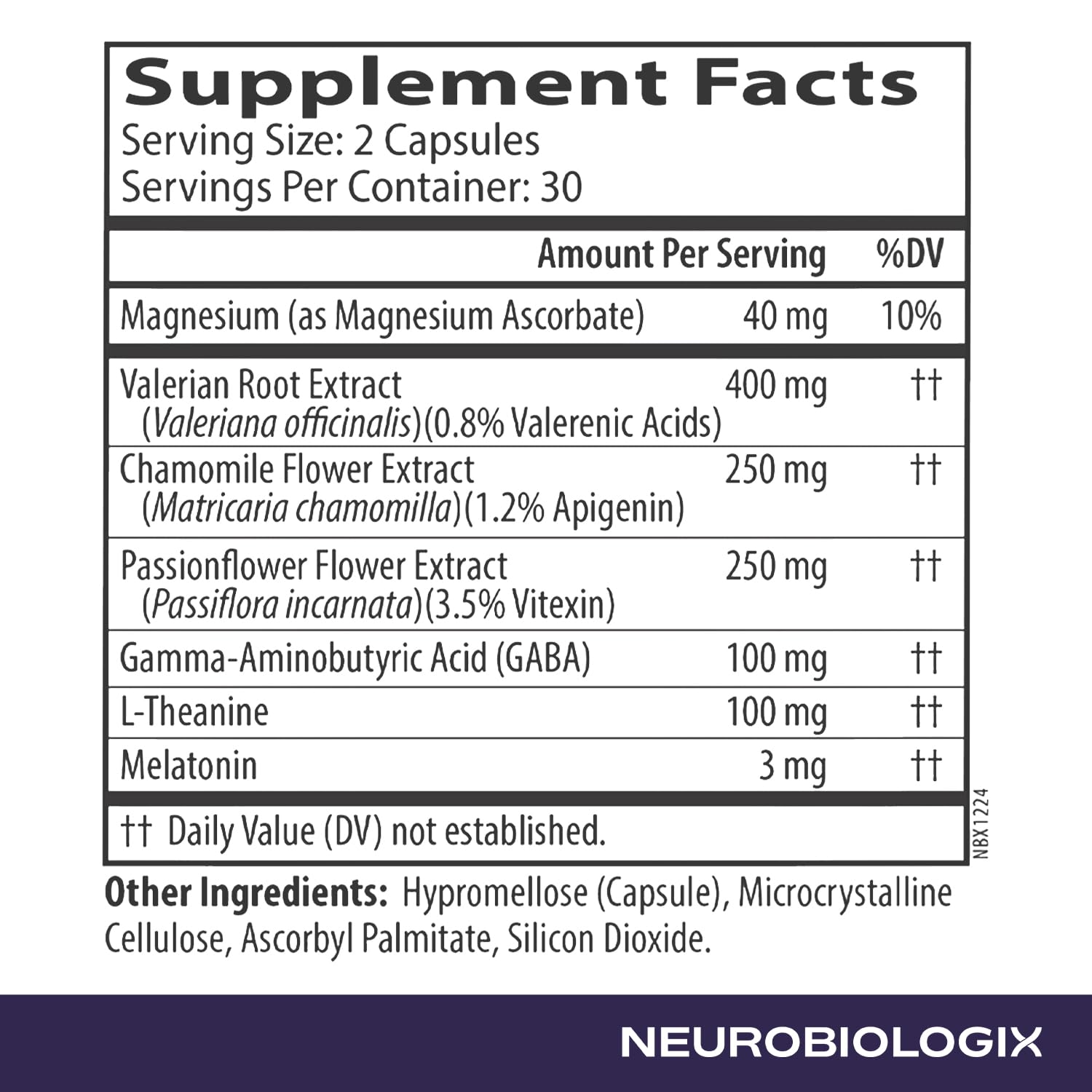 Neurobiologix caja y botella para comparar tamaño y cantidad de cápsulas