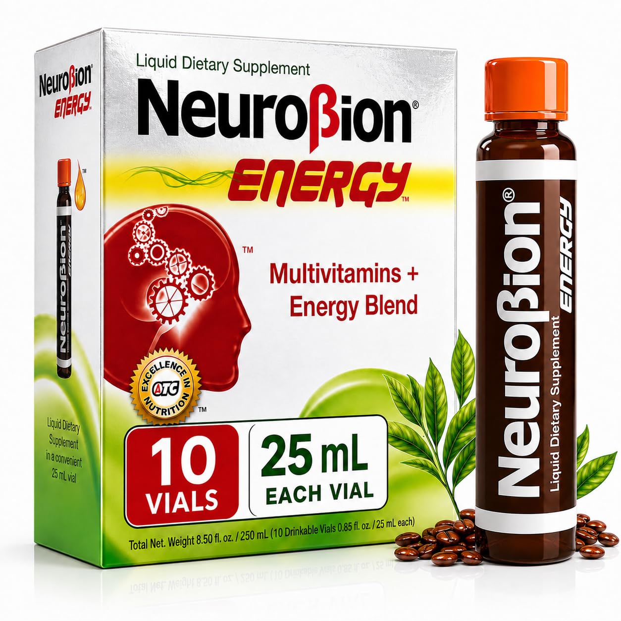 Neurobion frente del empaque mostrando los 10 viales y comodidad