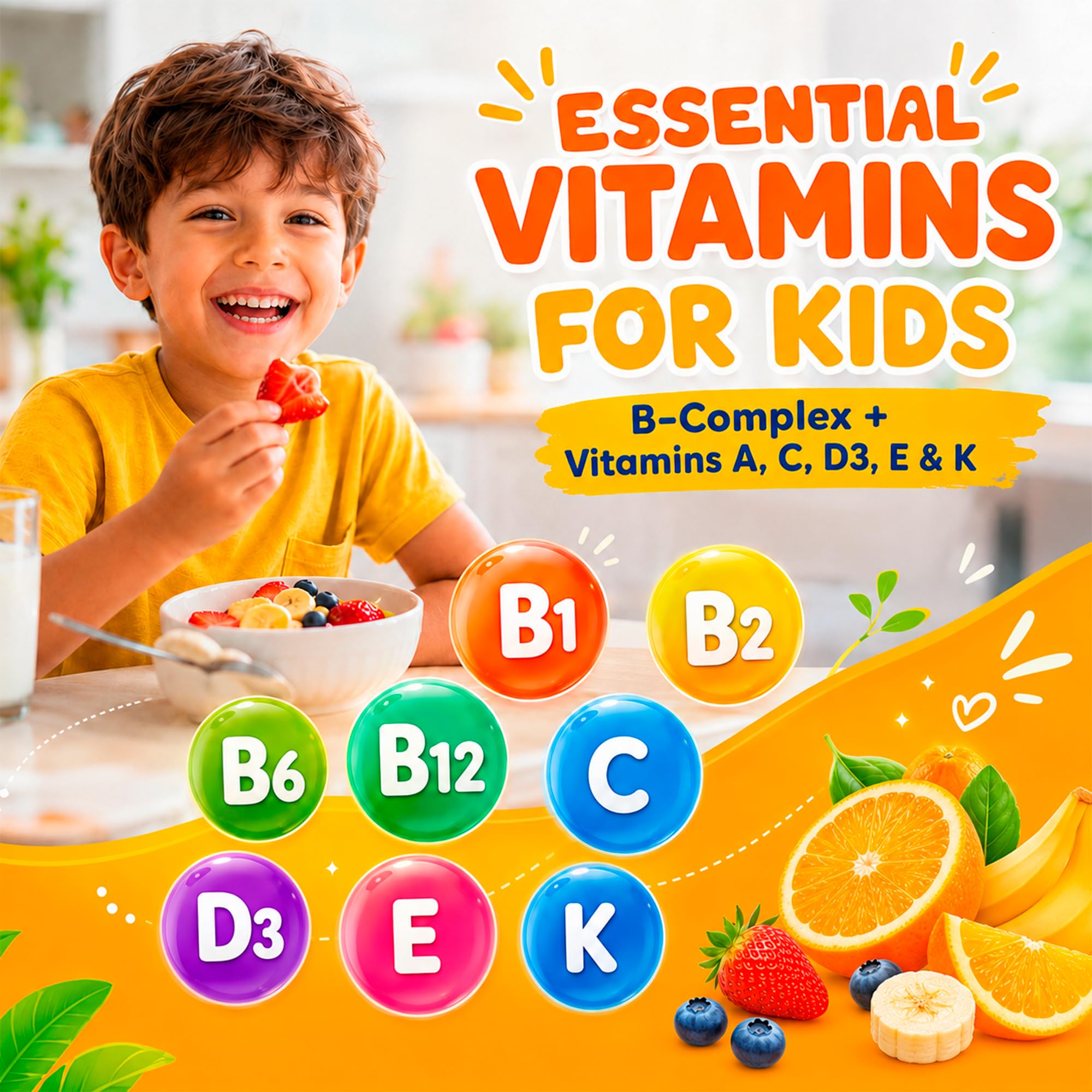 Neurobion Kids botella 236ml junto a una mano para comparar tamaño práctico