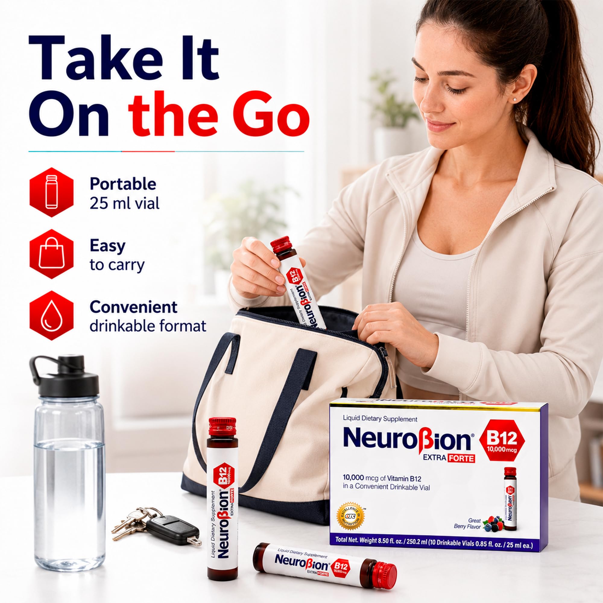 Neurobion mezclado en licuado para consumo fácil y sabroso
