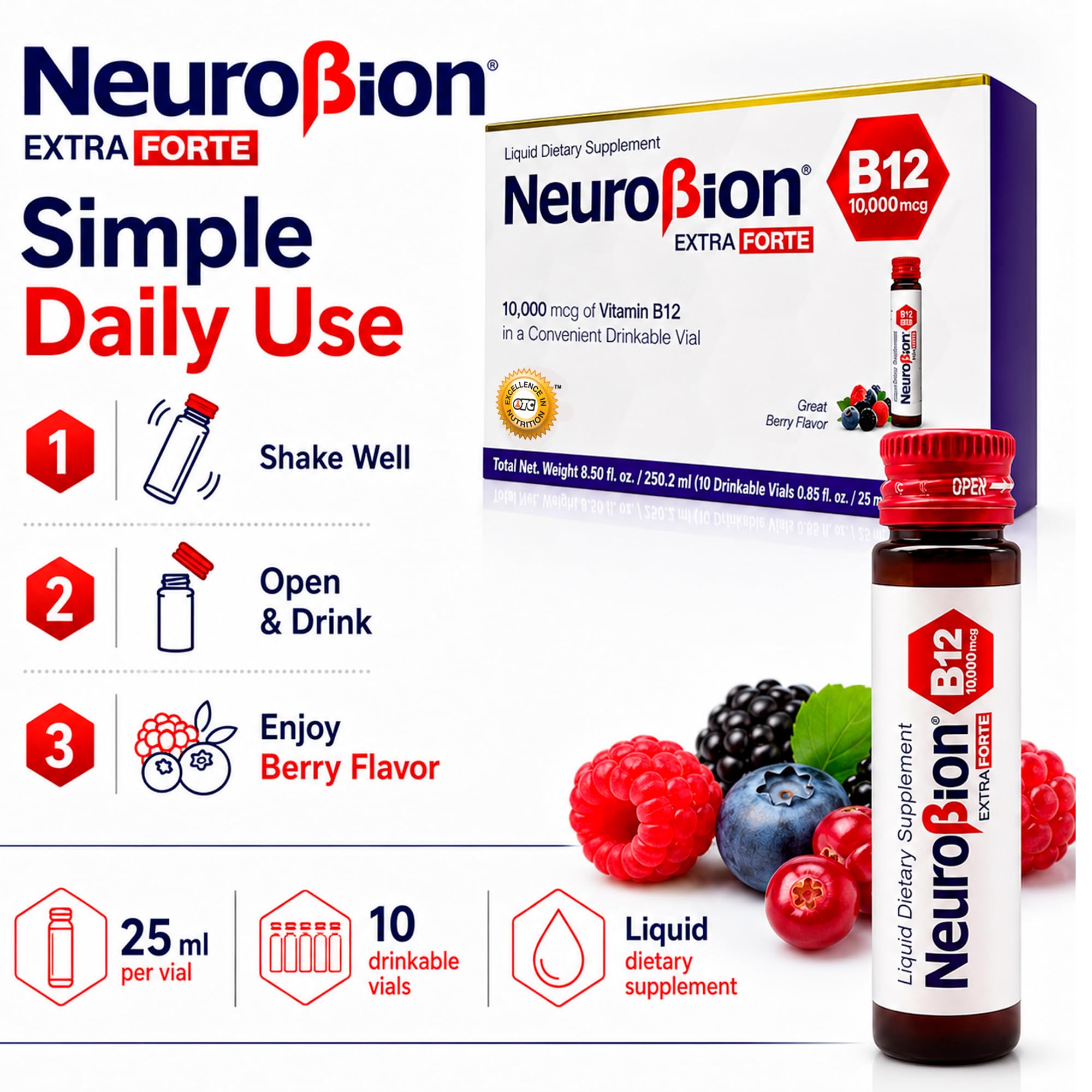 Neurobion viales en mano facilitando el consumo portátil