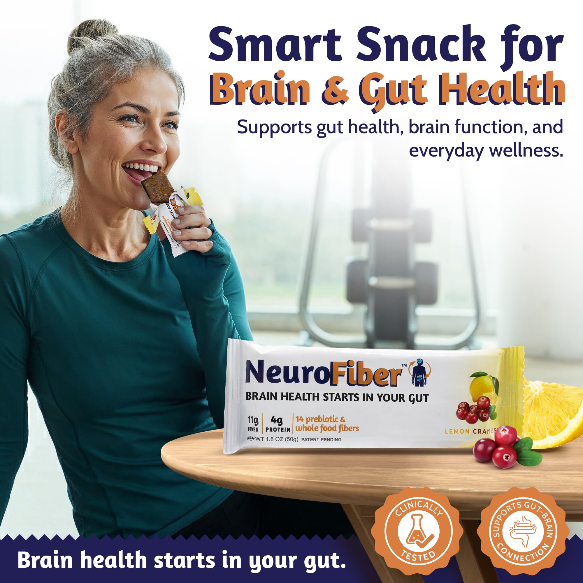 NeuroFiber barra en mesa como snack saludable para día a día