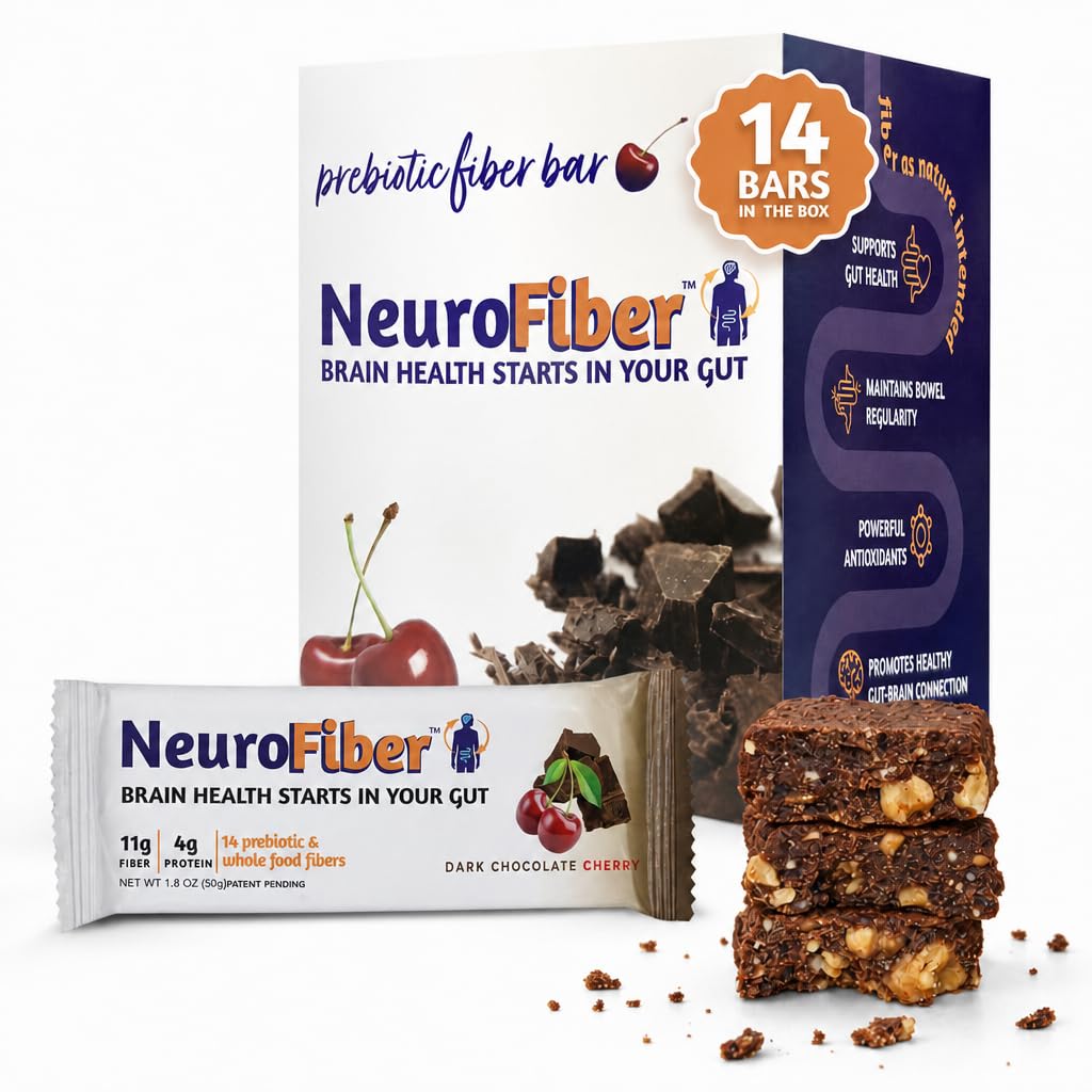 NeuroFiber empaque frontal mostrando 14 barras y beneficios digestivos