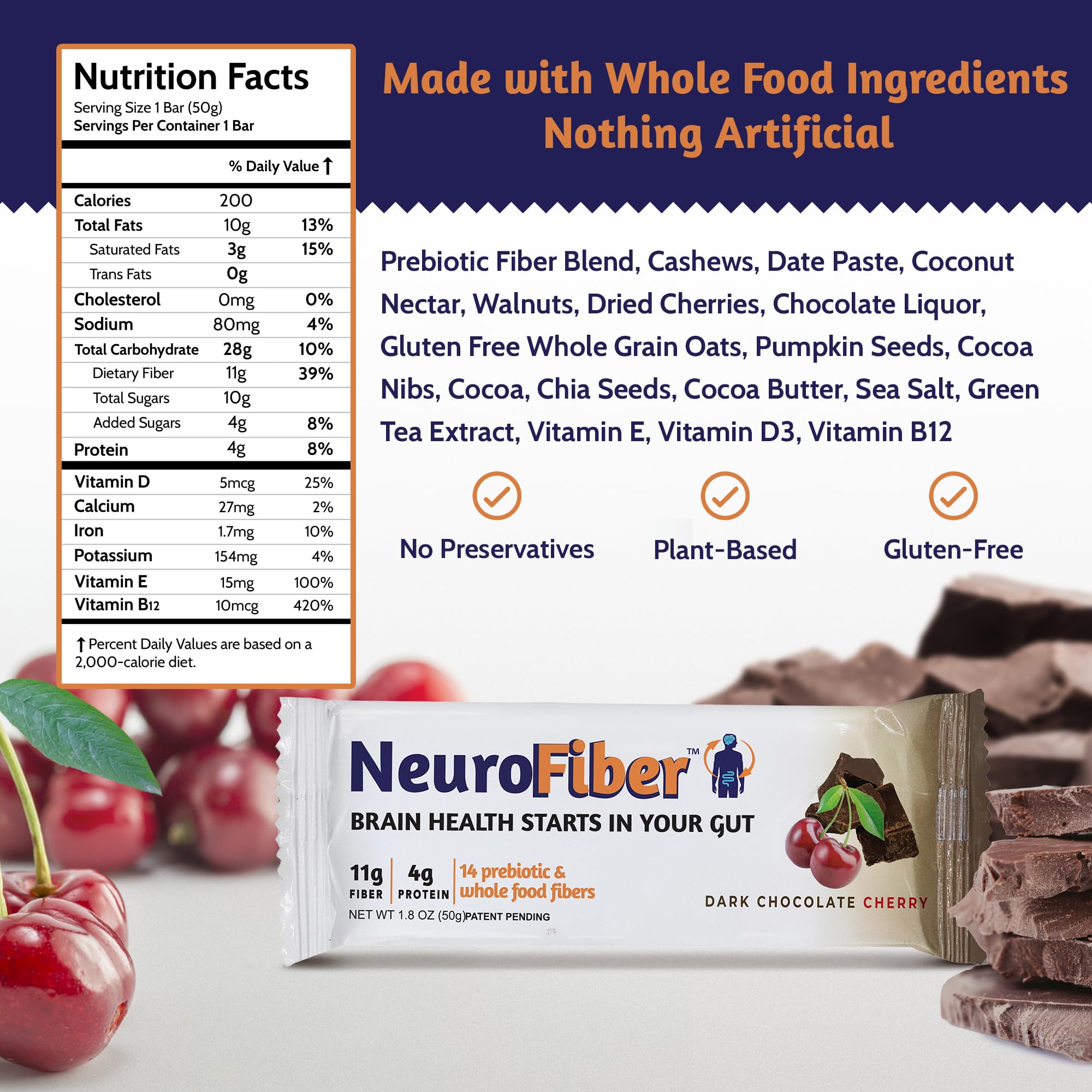 NeuroFiber tamaño en mano para comparar porción y conveniencia diaria