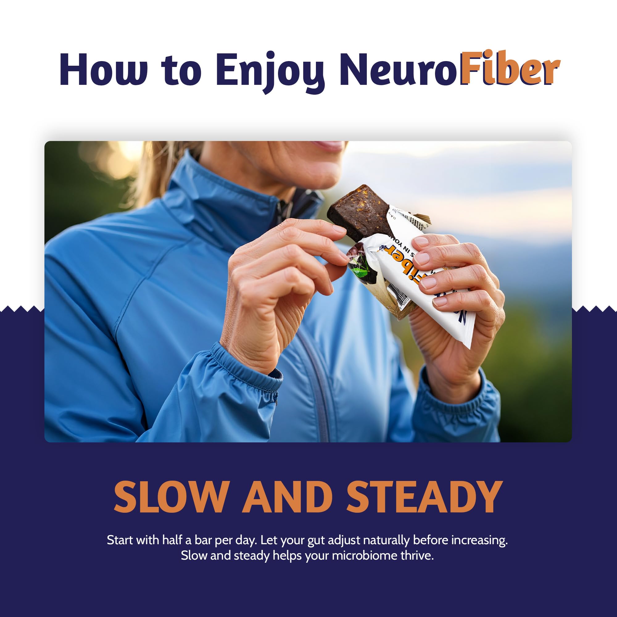 NeuroFiber barra en escritorio como snack que apoya rutina cotidiana
