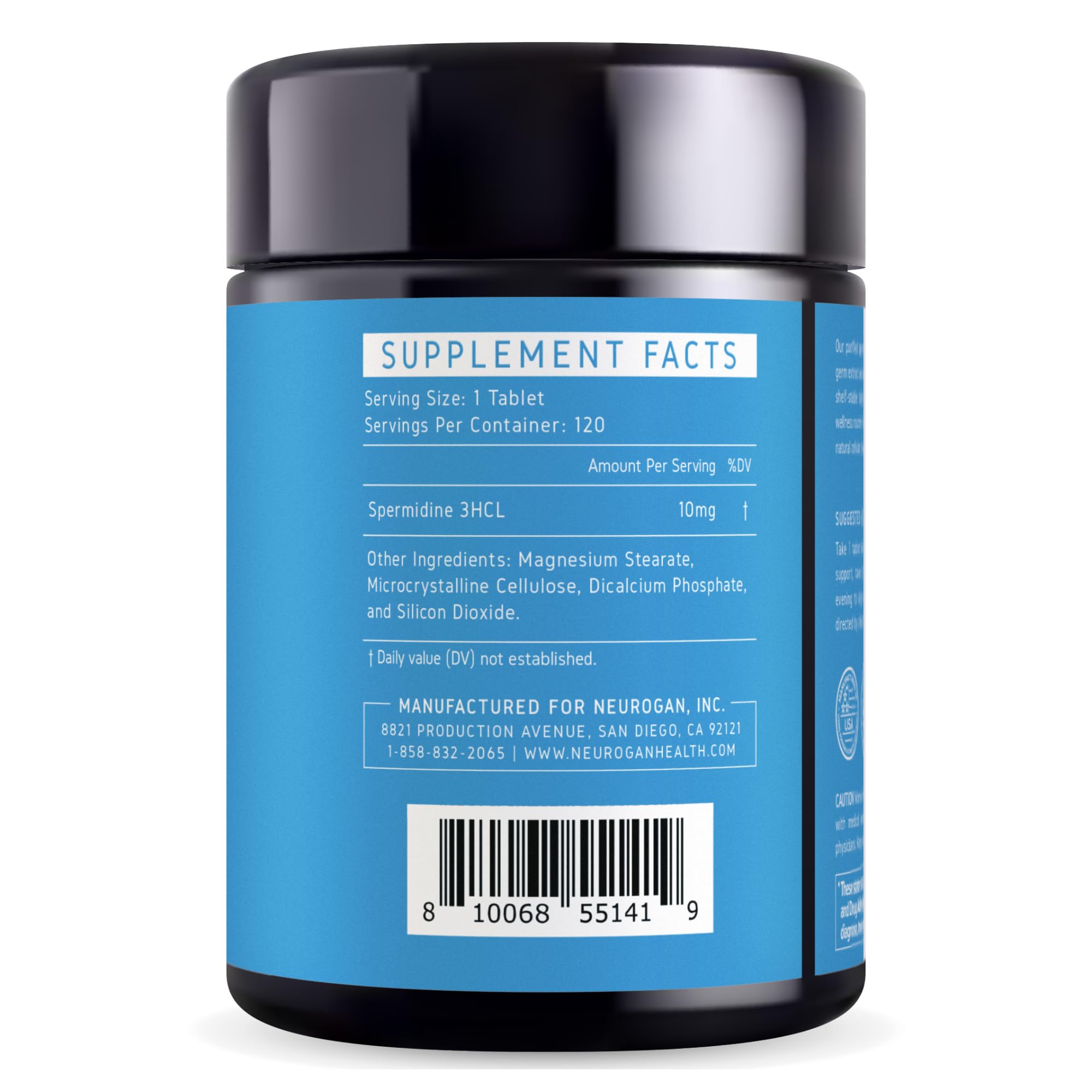 Neurogan etiqueta en detalle indicando pureza y mg