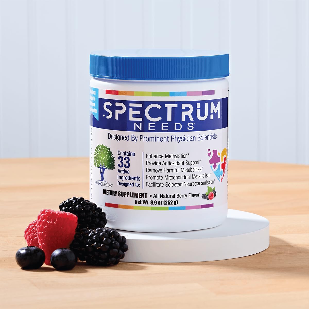 NeuroNeeds textura berry en primer plano que sugiere sabor agradable