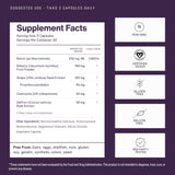 Etiquetado de Neuroptene que muestra ingredientes como CoQ10 y bilberry, Eyecheck y certificación