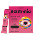 Neutonic frente del empaque mostrando sobres y beneficio portátil