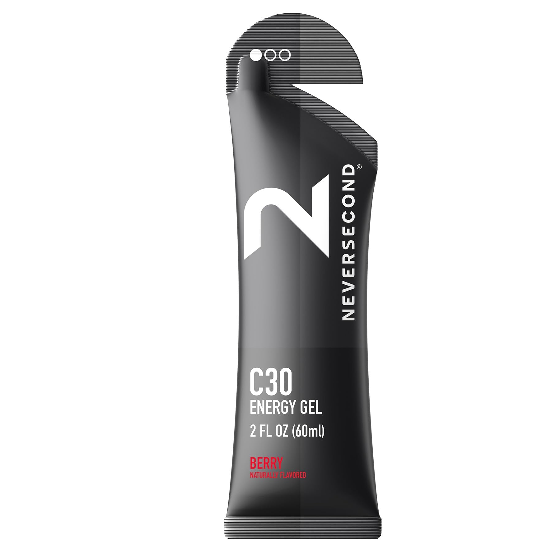 Neversecond C30 Berry vista frontal con envase y beneficio energético