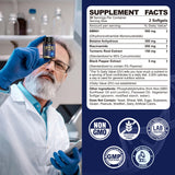 NEVISS frasco con 120 softgels junto a una moneda para comparar tamaño
