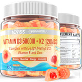 NEVISS envase frontal mostrando fórmula D3 K2 y beneficios