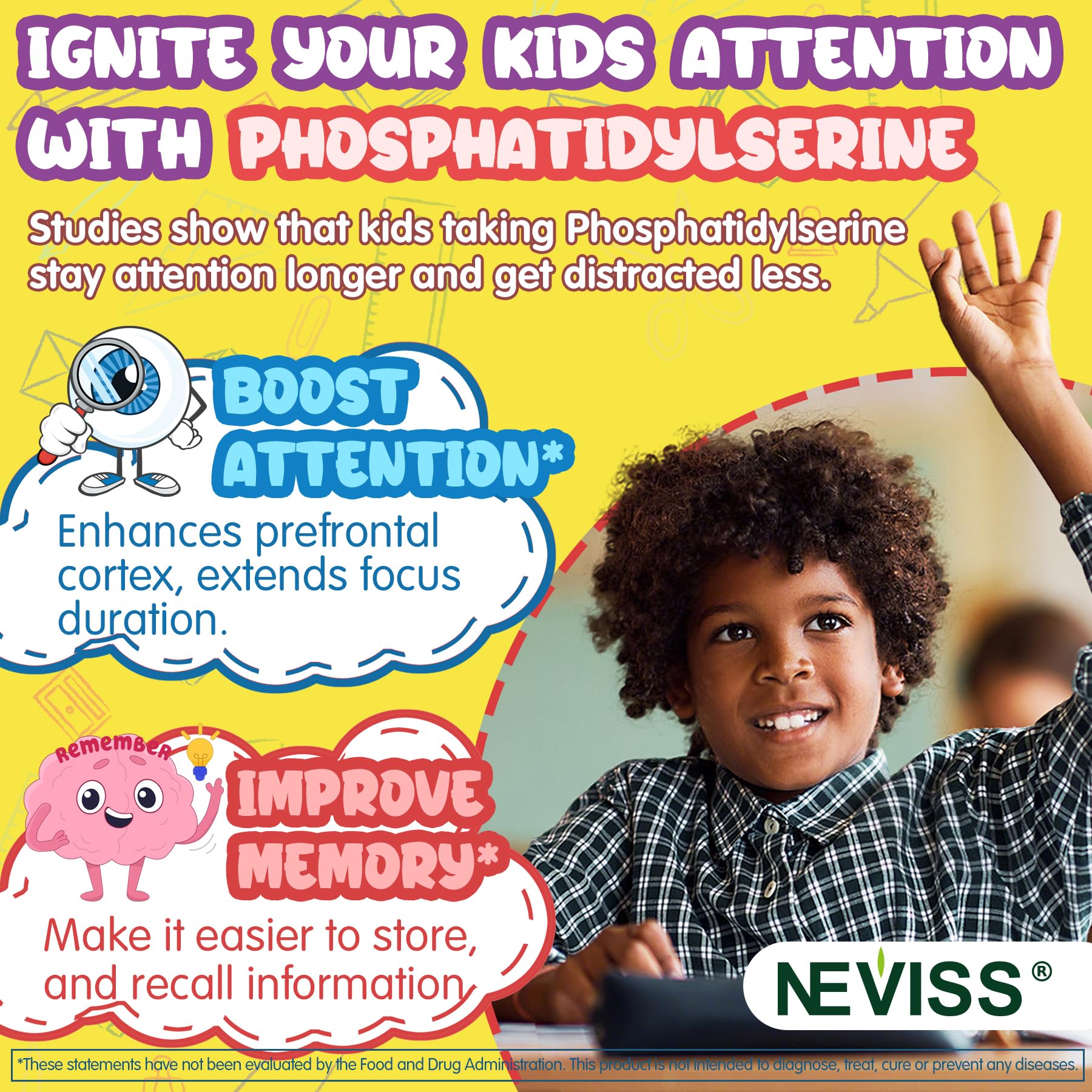 NEVISS etiqueta con lista de ingredientes activos y beneficios visibles