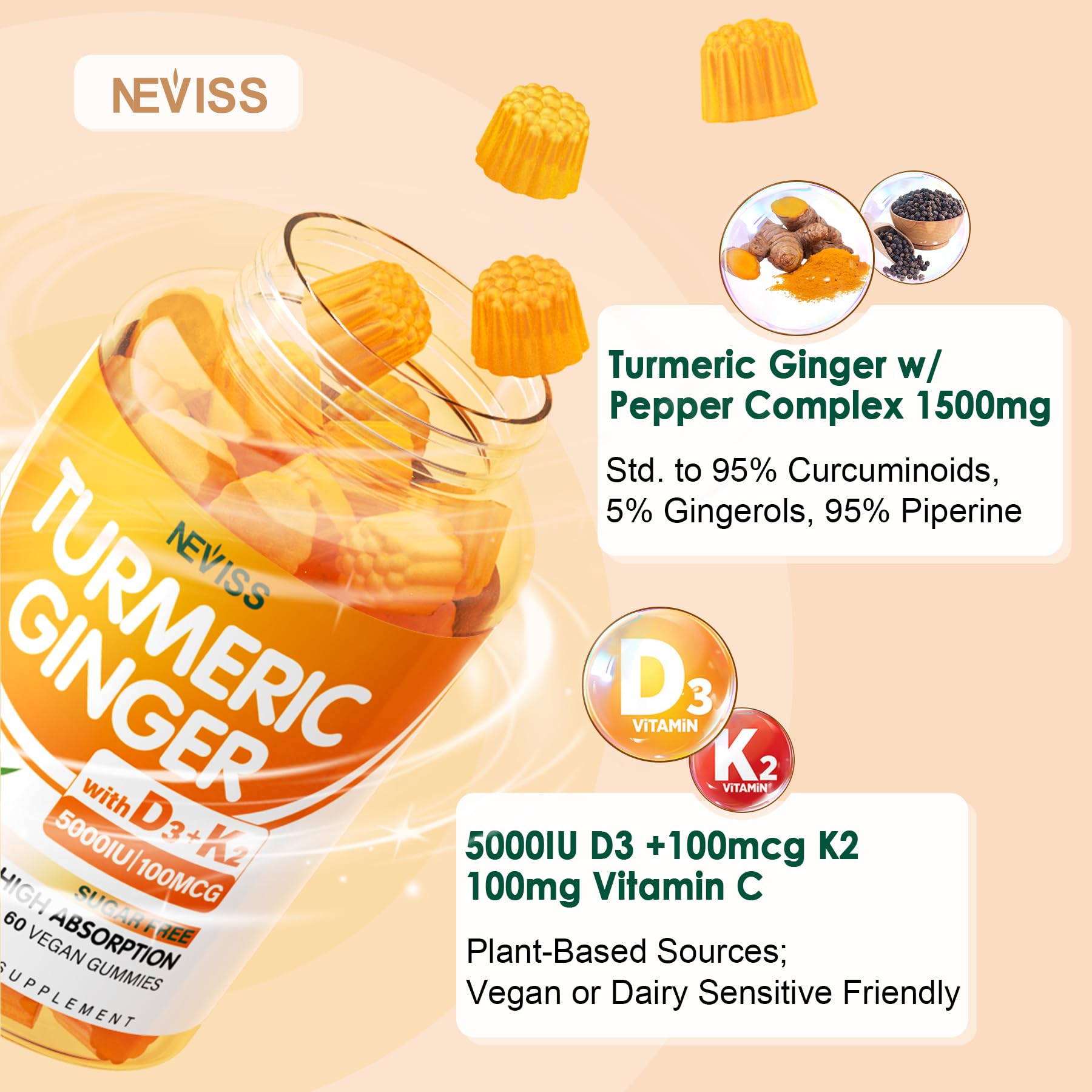 NEVISS etiqueta con lista de ingredientes y dosificación clara y legible