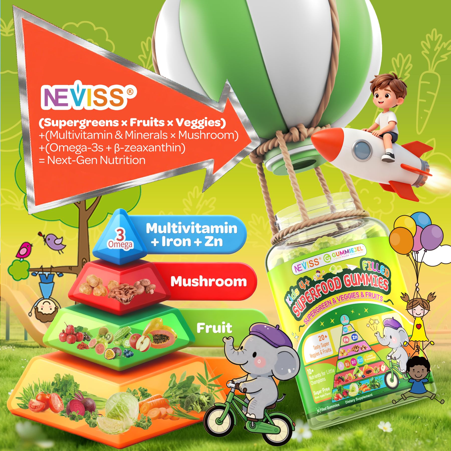 NEVISS etiqueta con lista de ingredientes clave y certificaciones