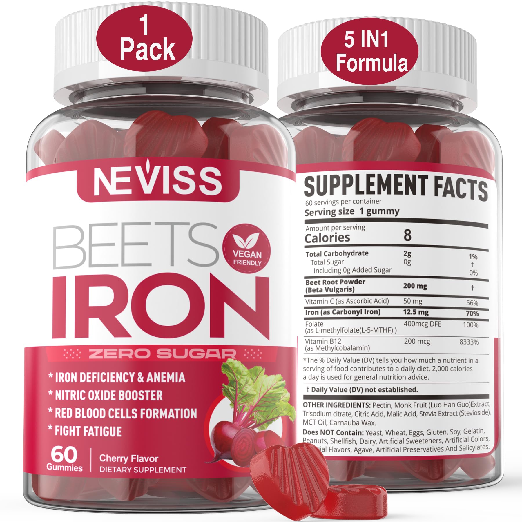 NEVISS envase frontal de gominolas con información visible y confianza