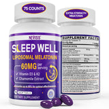 NEVISS frente del envase mostrando 75 softgels y beneficios de sueño