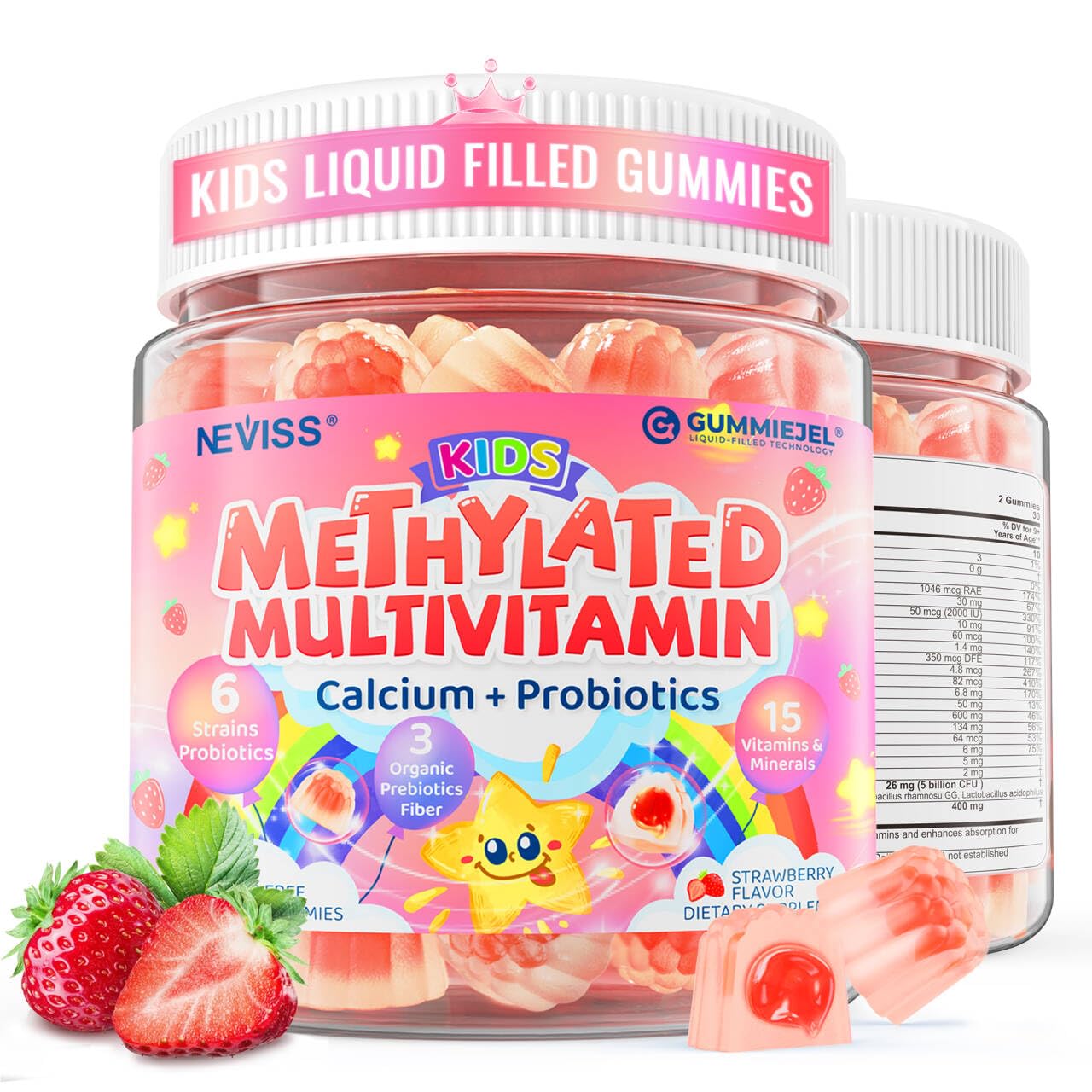 NEVISS empaque frontal mostrando gomitas y beneficios del producto