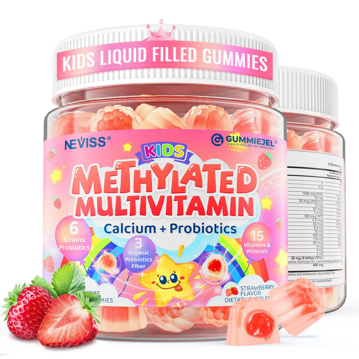 NEVISS empaque frontal mostrando gomitas y beneficios del producto