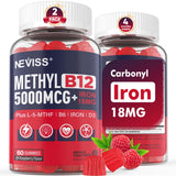 NEVISS envase frontal de gomitas para energía y metilación