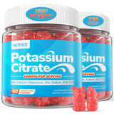 NEVISS envase frontal mostrando gominolas de potasio y magnesio, facilita transporte