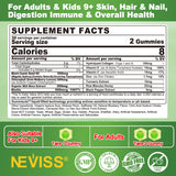 NEVISS close-up de gomita cortada con núcleo líquido y absorción
