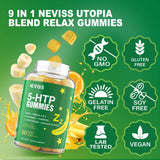 Gominolas NEVISS en un bol junto a cúrcuma y extracto de plátano que ilustra ingredientes