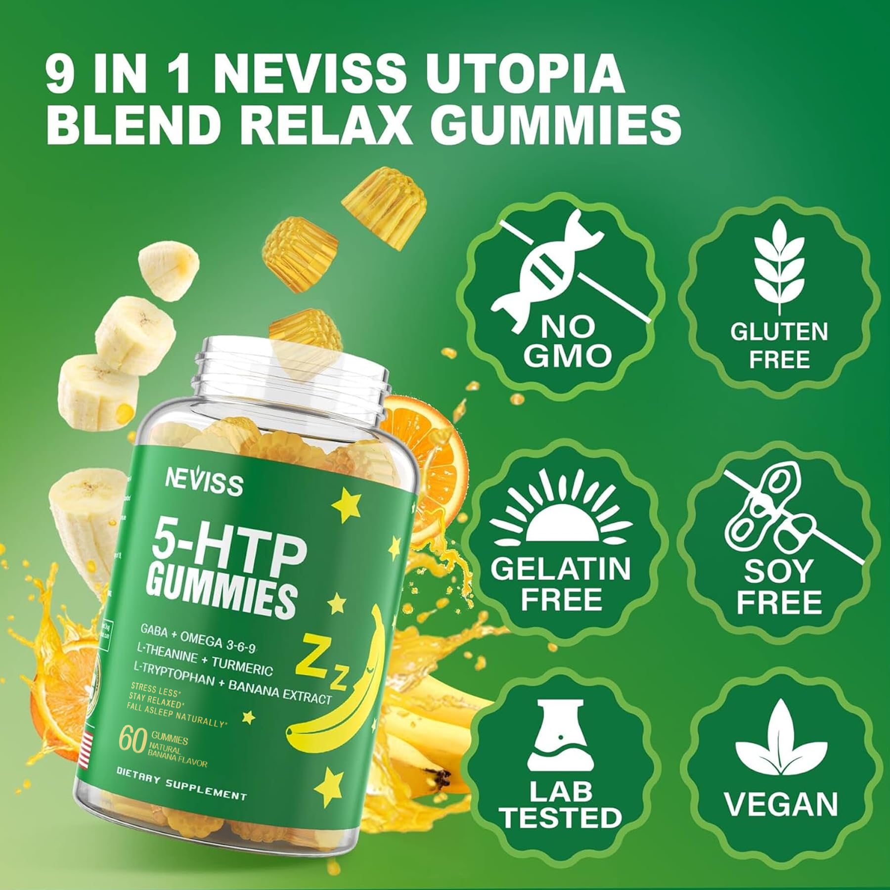NEVISS ingredientes naturales: plátano y cúrcuma que apoyan relajación