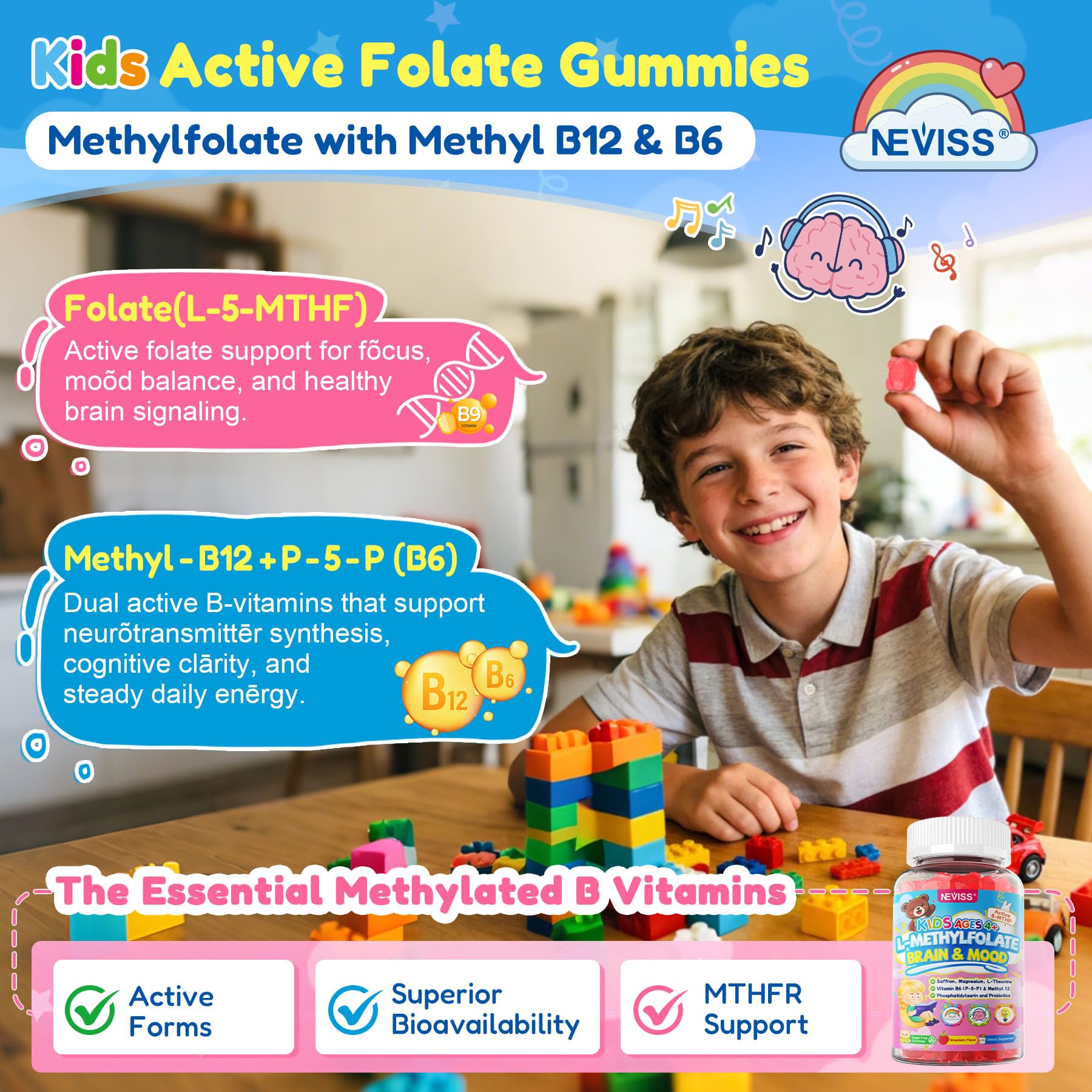 NEVISS gomitas en mano para comparar tamaño y dosis visualmente clara