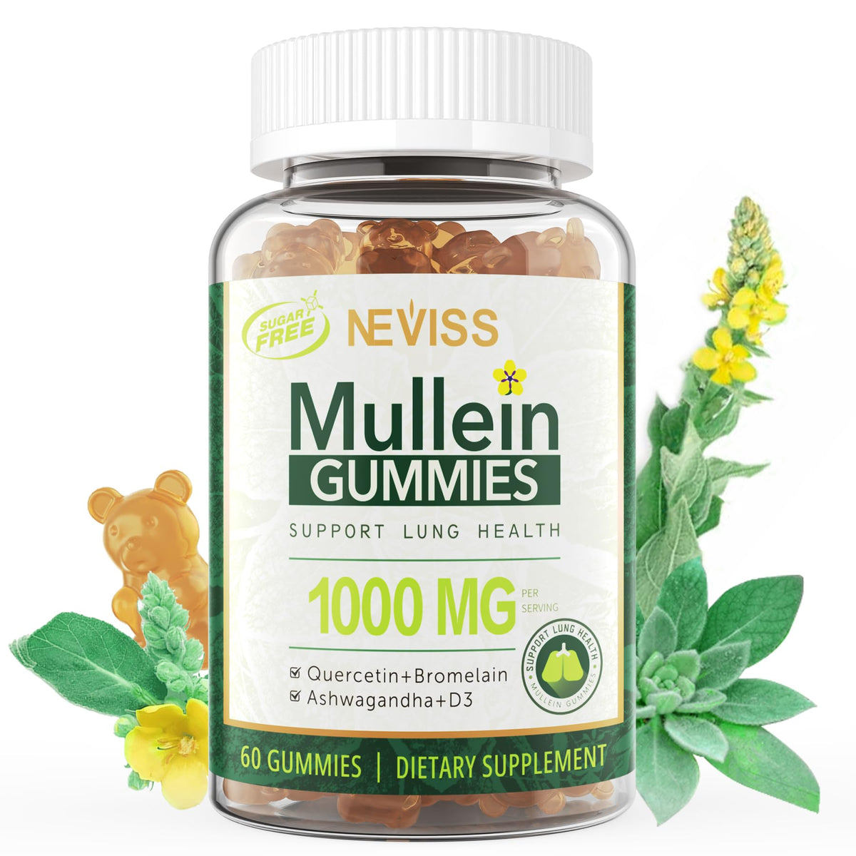 NEVISS gomitas frontal del envase mostrando 60 unidades y beneficios