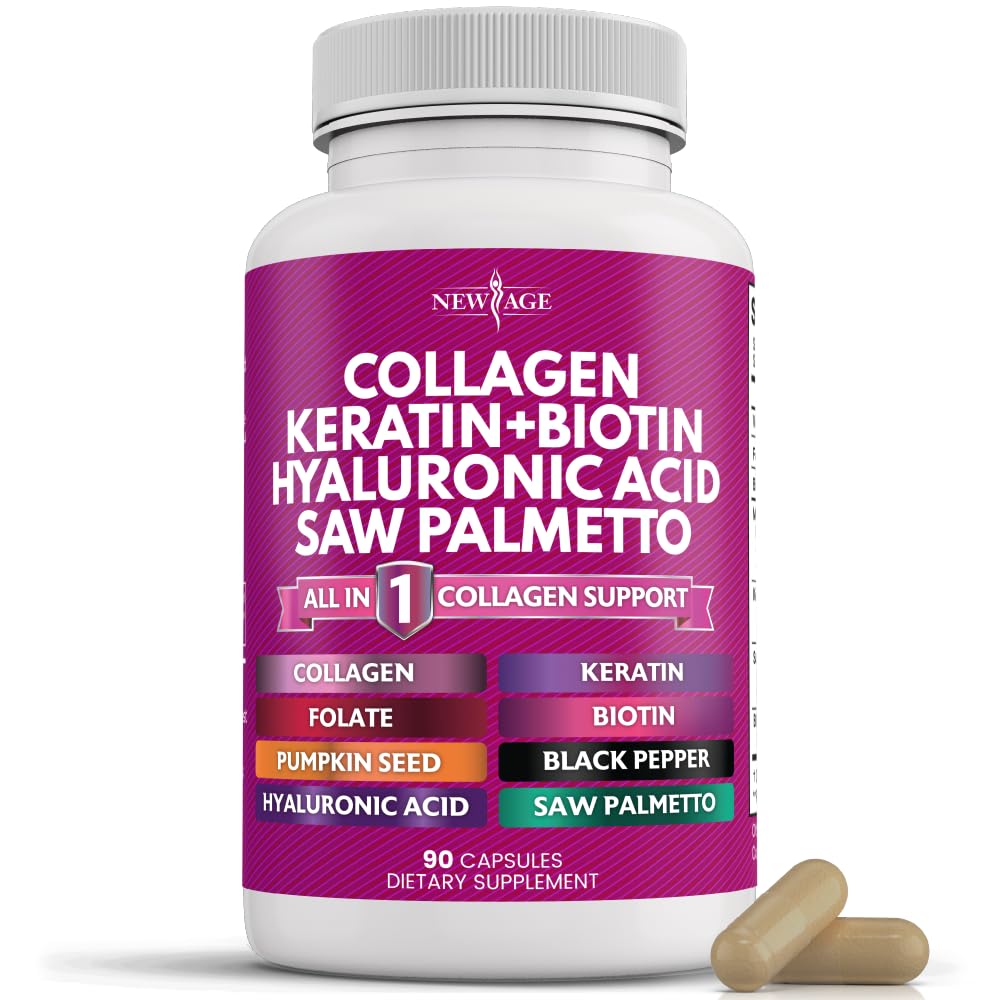 NEW AGE envase frontal de Collagen Pills mostrando beneficios diarios