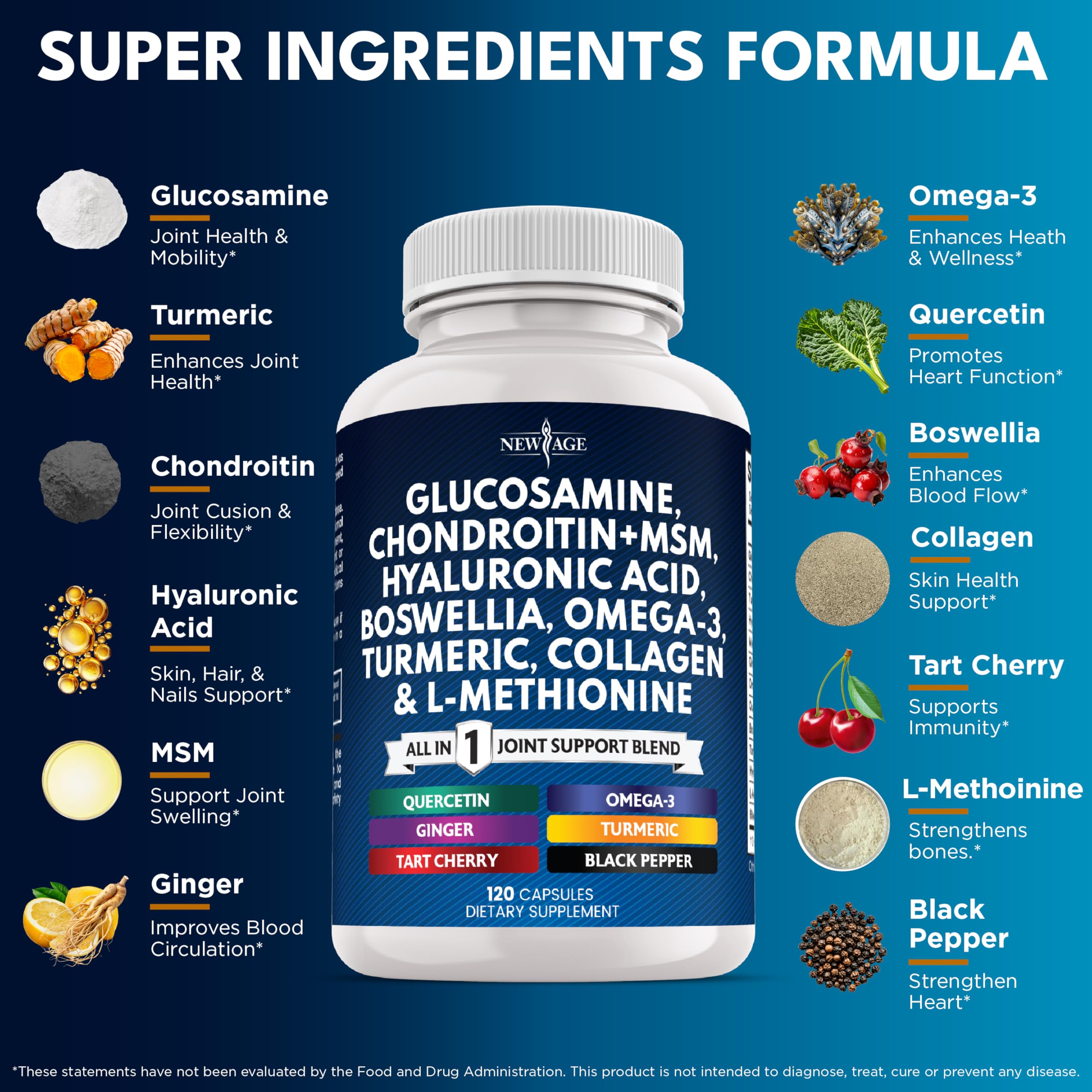 NEW AGE etiqueta con lista de ingredientes y beneficios visibles