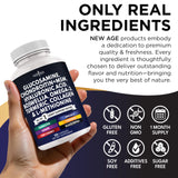 NEW AGE etiqueta nutricional close-up indicando compuestos y dosis