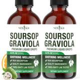 NEW AGE frasco frontal de Soursop Drops mostrando etiqueta clara y beneficio nutricional