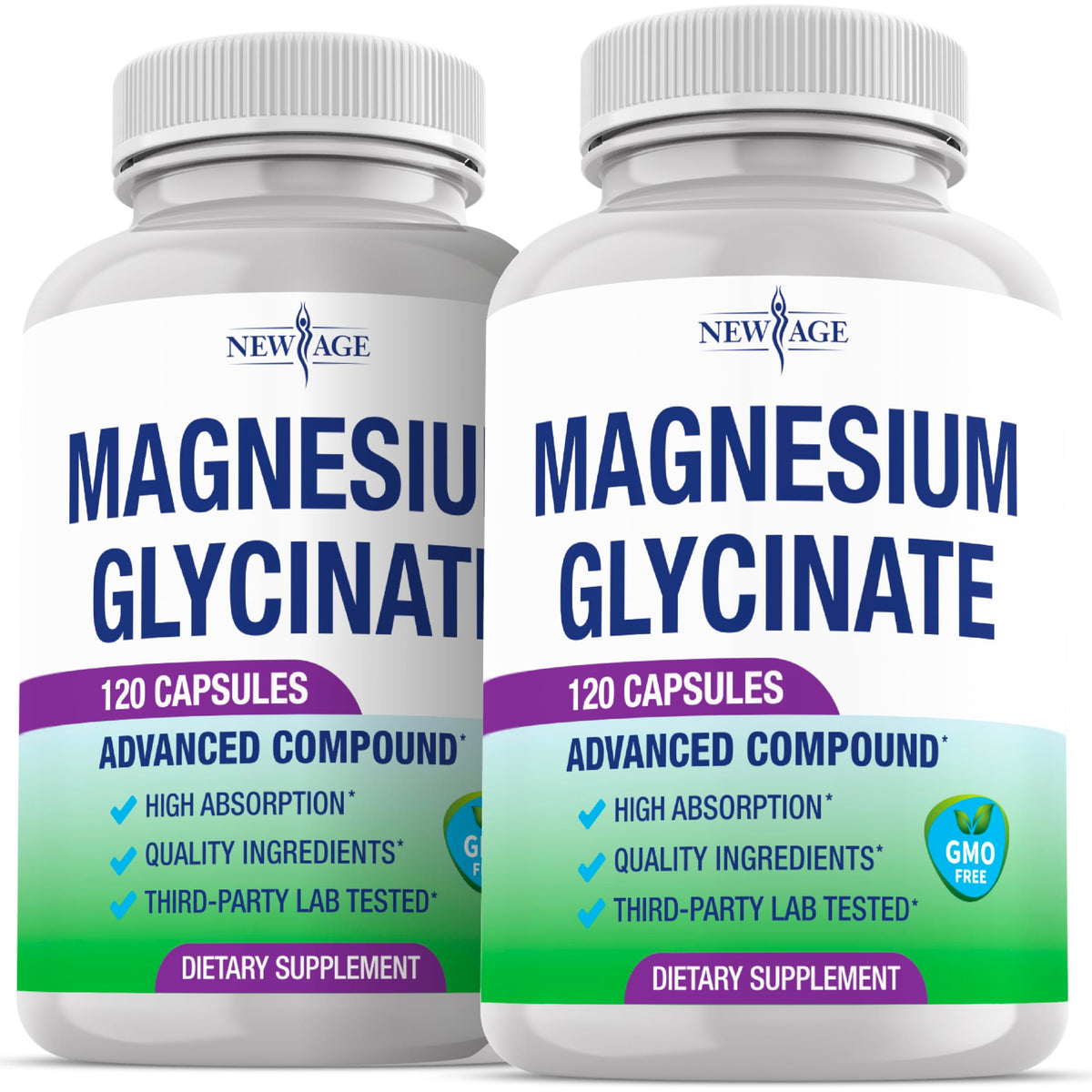 NEW AGE frasco frontal mostrando etiqueta y cantidad 240 cápsulas, confianza y calidad