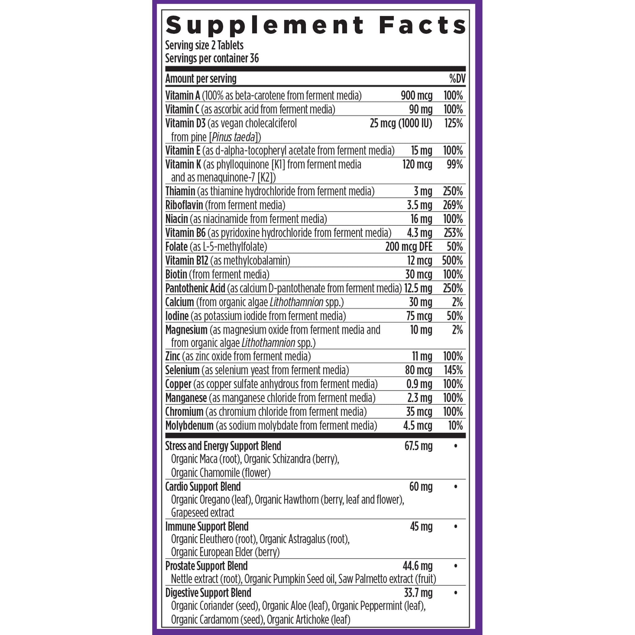 New Chapter ingredientes orgánicos vegetales que aportan nutrientes de origen natural