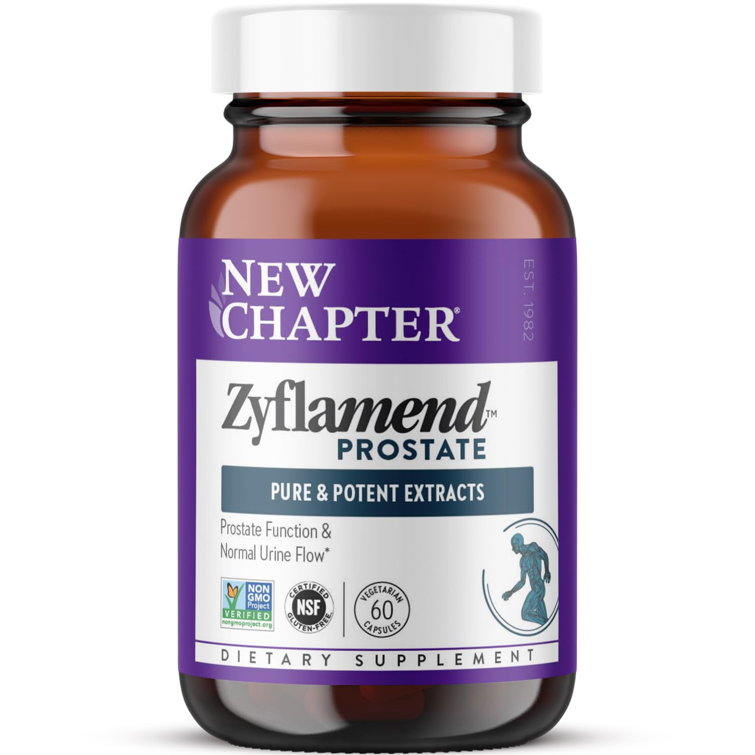 New Chapter frasco Zyflamend Prostate vista frontal, beneficio vegetal