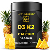New Elements frasco frontal mostrando gomitas y beneficios claros