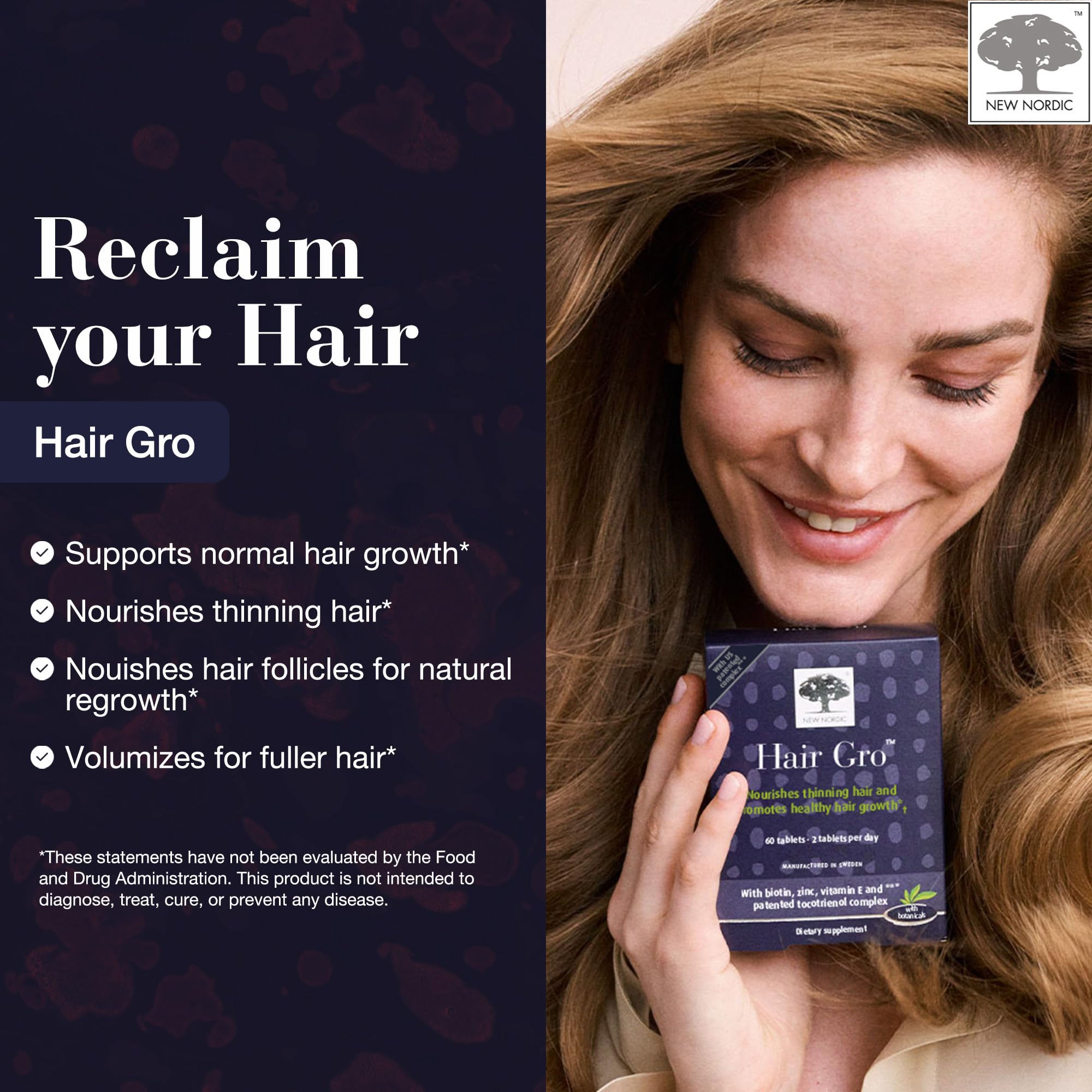 NEW NORDIC etiqueta de ingredientes de Hair GRO con información clara