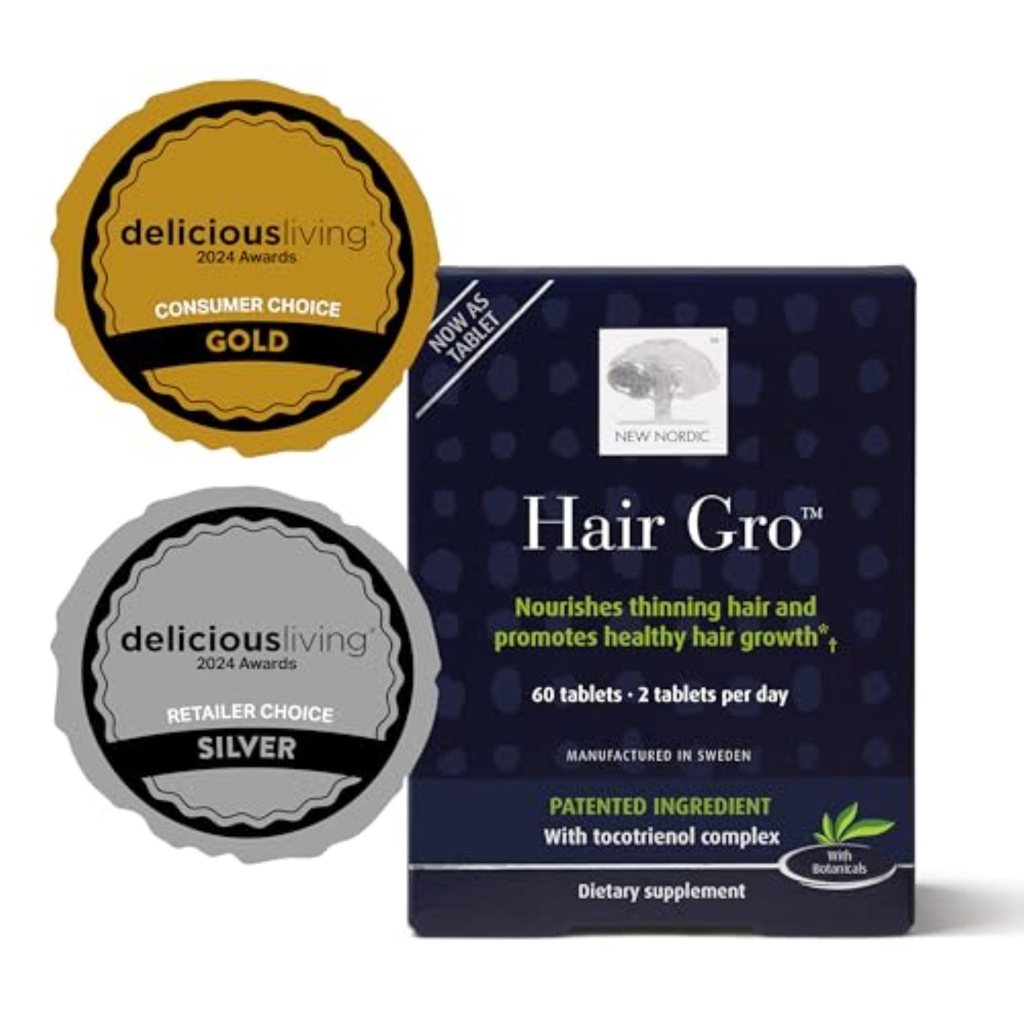 NEW NORDIC tabletas Hair GRO grosor y textura, fácil de tragar