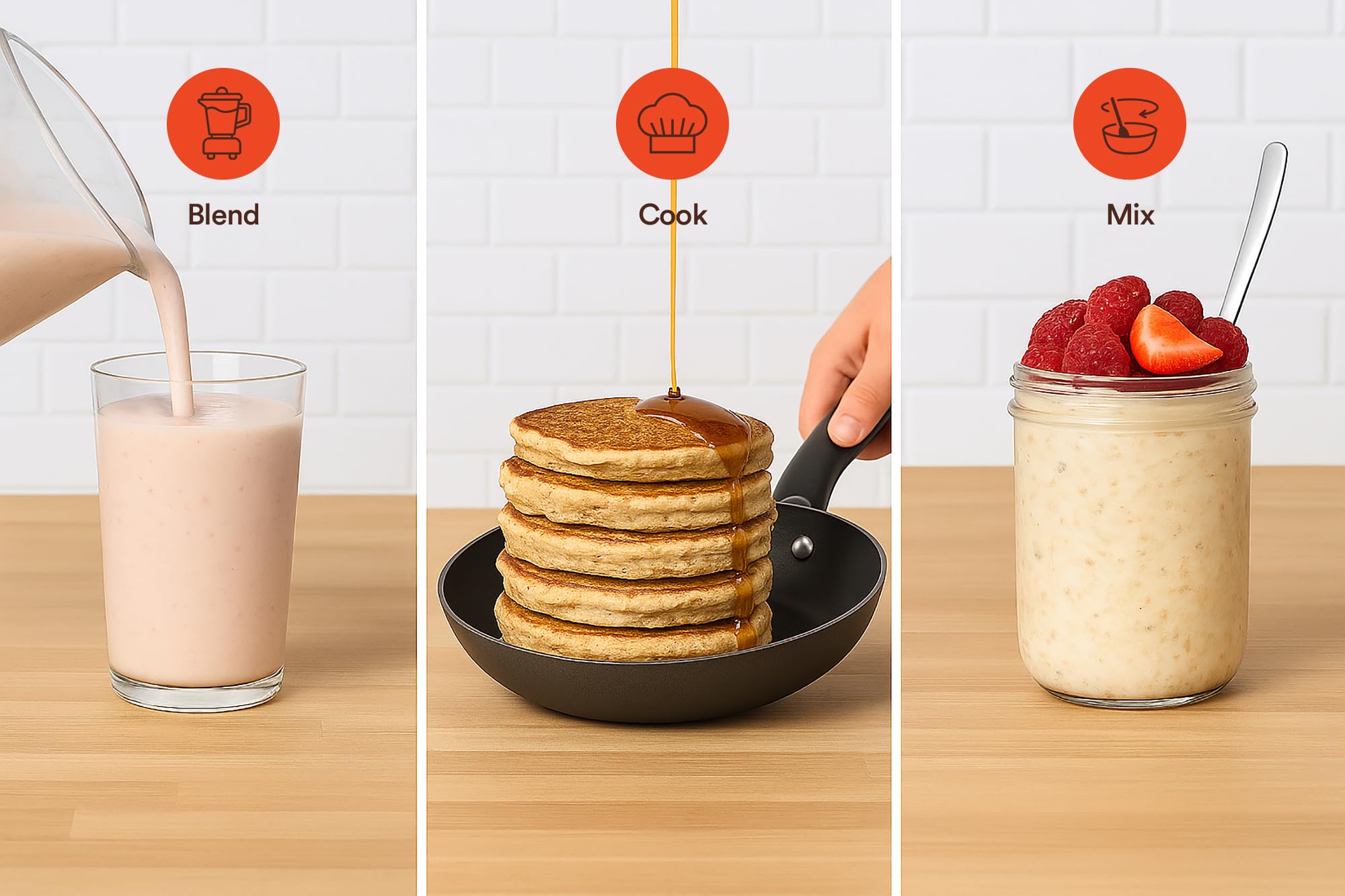New Origins uso en receta: pancakes proteicos para mayor aporte