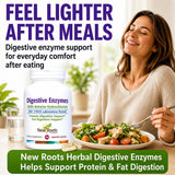NEW ROOTS HERBAL cápsulas abiertas mostrando contenido y beneficios