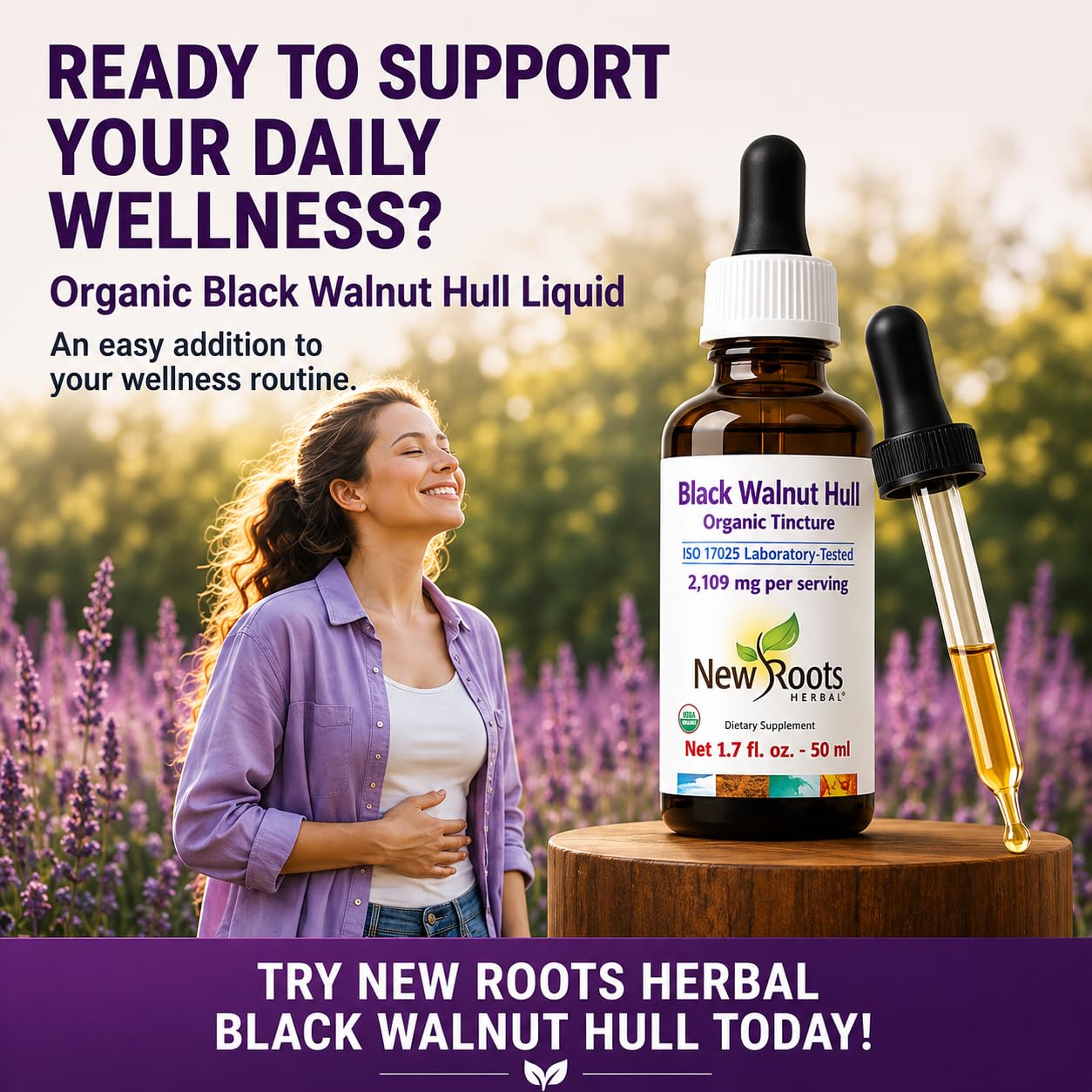 NEW ROOTS HERBAL cáscaras de nogal negro silvestre como ingrediente natural