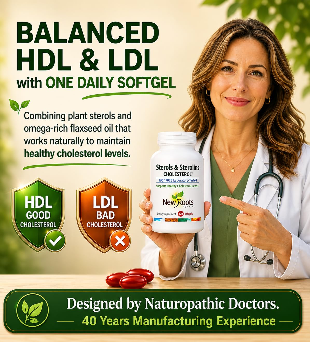 NEW ROOTS HERBAL semillas de linaza y plant sterols evidenciando origen vegetal