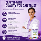 NEW ROOTS HERBAL polvo de polen mostrando textura natural y pureza