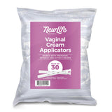 NewLife Naturals vista frontal del paquete de 30 aplicadores, comodidad y cantidad clara