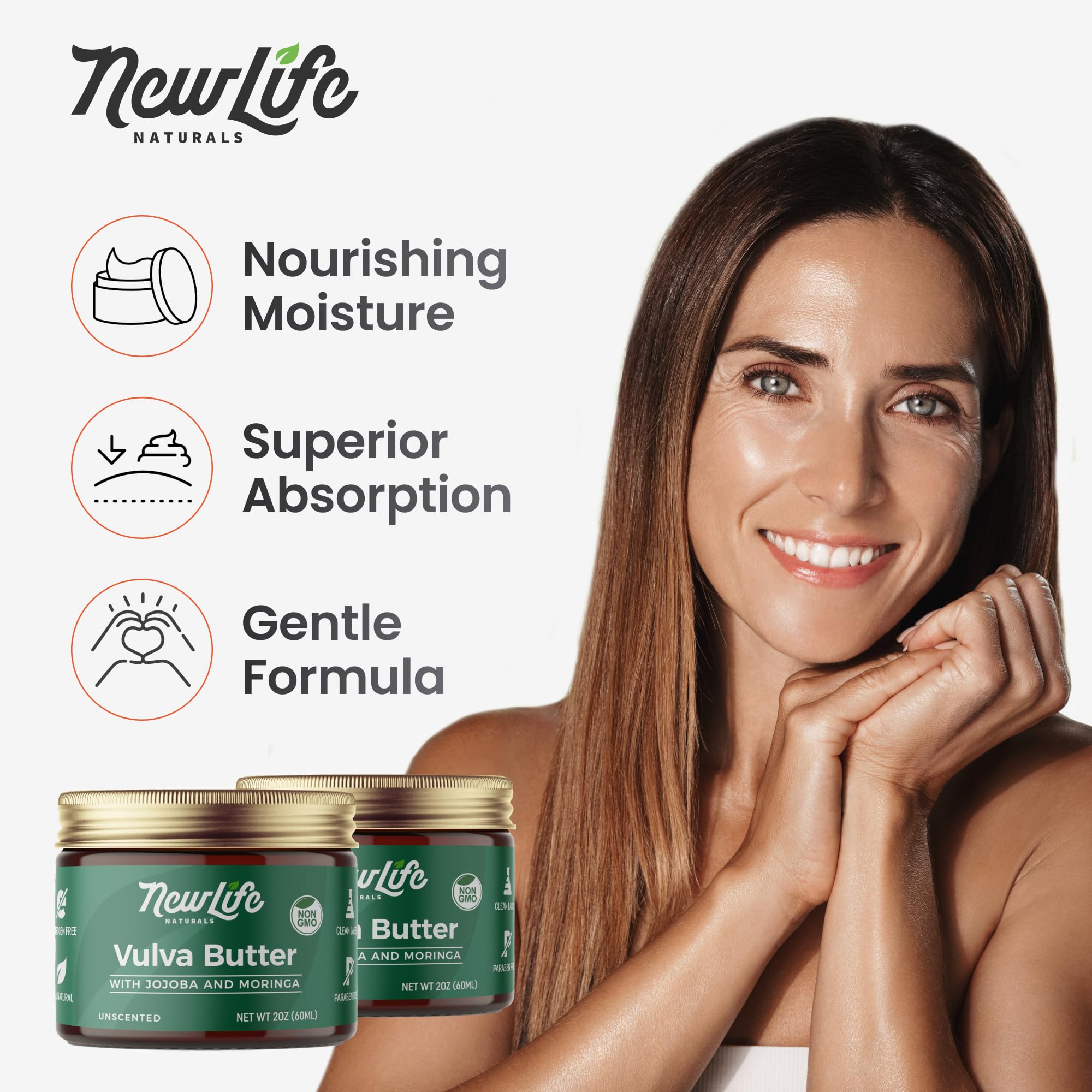NewLife Naturals envase abierto de 2oz para comparar tamaño y cantidad útil